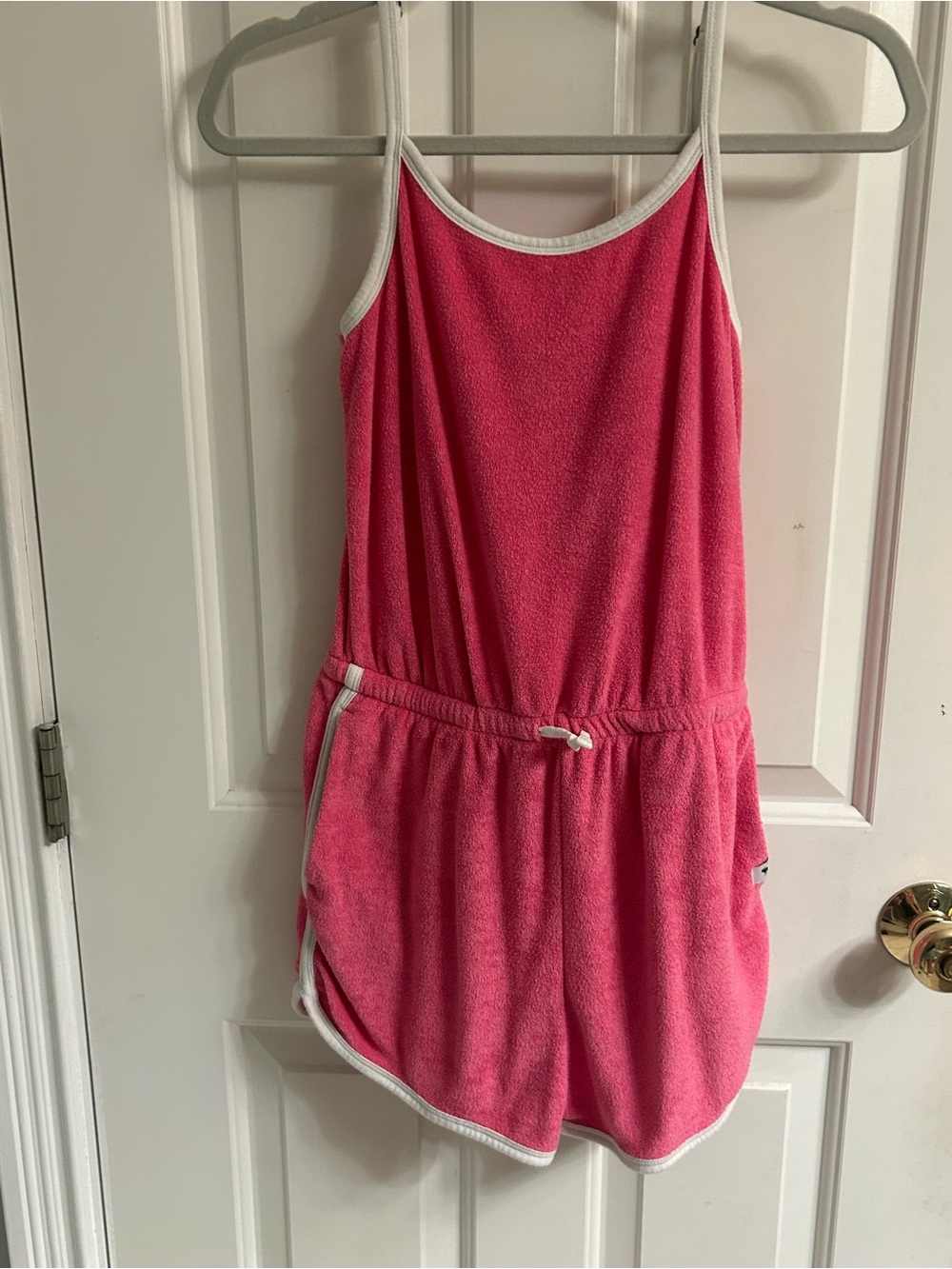Girls abercrombie kids Bright Pink Terry Romper with White Trim